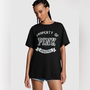 PINK Victoria’s Secret Limited Edition Campus Cotton Tee Pure Black- NWT